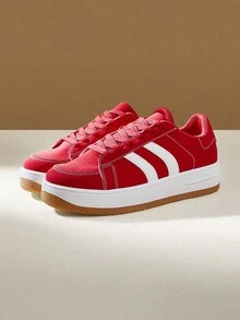 CUCCOO EASI 春秋时尚百搭厚底增高前系带女式休闲鞋防水桌鞋白色鞋 - 藍色 - 查看 8