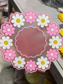 一块带有粉色花朵图案的PVC隔热垫 - 粉色 - 查看 6