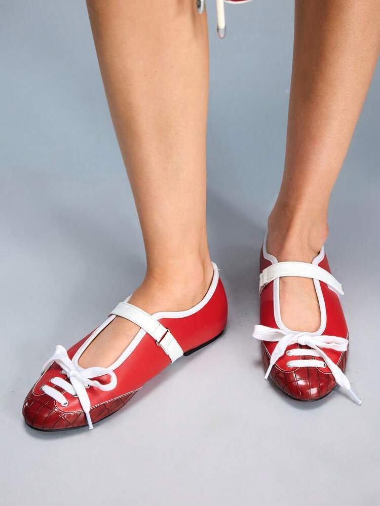 CUCCOO GRLICON Women's Casual Everyday Lace-Up Buckle Comfortable Flat Shoes Valentine's Day