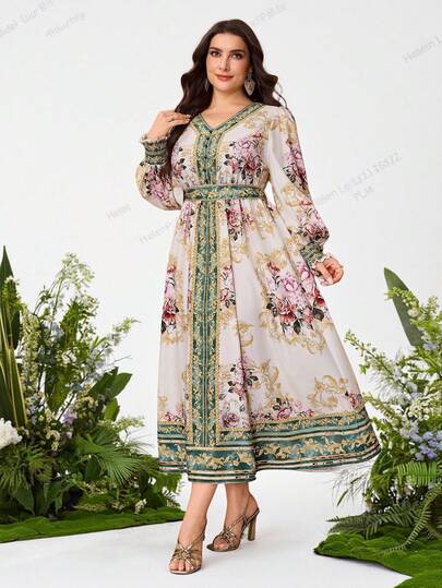 Modelyn Đầm cỡ lớn thanh lịch in hoa cổ điển