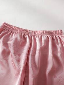 Tween Girls' Pink Bow Print Short Sleeve Top & Bottom Pajama Set - Pink - View 7