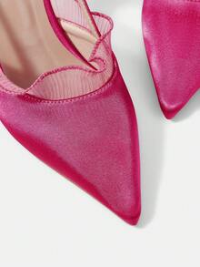 CUCCOO HITCHD Women's Pointed Toe Buckle Design Fashionable High Heels, Versatile For Daily Wear Wedding Shoes Spring Shoes Bride Shoes - Hot Pink - View 10