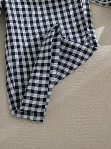 Souflis Souflis 2pcs Baby Girls Toddler/Newborn 0-3Y Black & White Plaid Casual Sweet Daily Vacation Woven Sleeveless Top & Wide Leg Pants 2 Pieces Set - Black and White - View 6