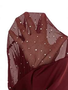 Auralis 大码性感透视紧身裤/打底裤，适合秋冬季派对、生日、约会等场合；优雅OL打底裤；JK风打底裤；闪亮网纱透视打底裤，适合情人节、春季等场合；女士春季打底裤 - 酒紅色 - 查看 8