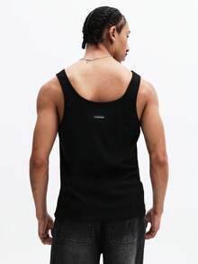 SUMWON 经典无袖圆领背心，舒适合身，休闲日常必备，纯色百搭单品。 - 黑色 - 查看 2