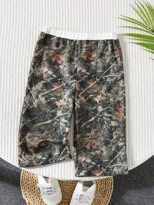 女婴百搭可爱街头迷彩树叶图案松紧腰宽松裤 - 彩色 - 查看 9