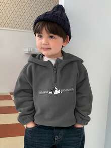 DAZY 男嬰字母山脈刺繡長袖拉鍊半開襟運動衫 幼兒 - 灰色 - 查看 5