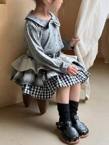 DAZY Toddler Girls' Casual Plaid Korean Style Pleated Ruffle Hem Bottoms - Blue - View 8