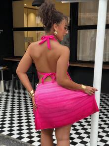 Swim Vcay Set de costume de baie sexy cu imprimeu floral, 2 buc., mărime plus, ușor și subțire, stil resort dulce, rochie roz aprinsă cu imprimeu hibiscus, rochie de vacanță roz - Multicolor - Vizualizare 2