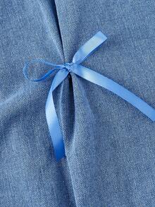 Sweetra Women's Casual Washed Denim Skirt With Bow Decor Blue Skirt Bow Skirt Bows Skirt Cotton Skirt - Blue - View 3