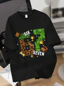 Tween Boy Casual Minimalist, Fashion Classic, Cool Style, Number 67, American Retro, Sports Style, Number "67" Print Casual Short Sleeve Round Neck T-Shirt, Suitable For Spring And Summer