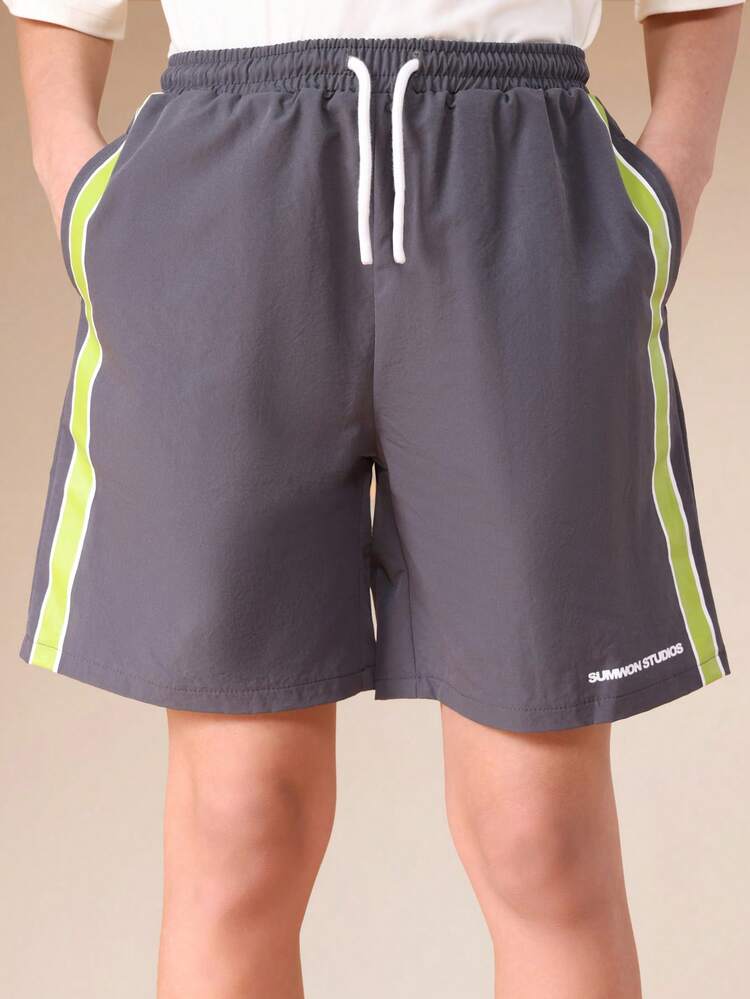 텍스트 프린트가 있는 오버사이즈 티셔츠와 반바지 세트