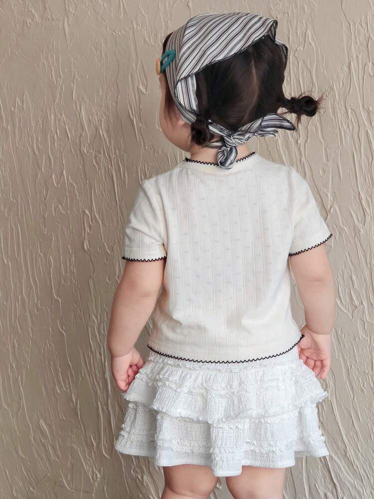 Baby Girls' Round Neck Casual Long Sleeve Bowknot Korean Style English Print Top, Spring/Autumn Toddler Girls Clothes