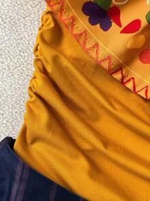 EMERY ROSE Floral Digital Print Off Shoulder Fitted Women T-Shirt - Yellow - View 5