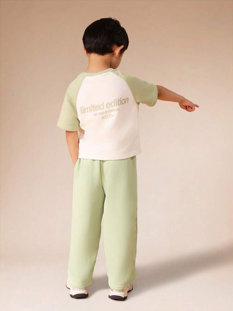 Color Block Raglan T-Shirt And Joggers Set