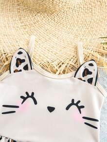 SHEIN Baby Girl Leopard Print Cute One-Piece Swimsuit - Multicolor - View 4