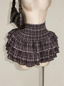 SHEIN ICON Váy xếp ly eo kẻ caro thời trang dành cho nữ cỡ lớn - Nhiều màu - Xem 6