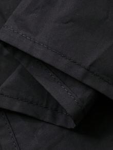 FRIFUL Women's Loose Casual Solid Color Round Neck Cuff Hem Blouse, Versatile For Spring And Summer - Black - View 7