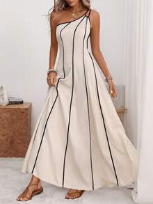 Wandoria 女士纯色亚麻抽绳吊带连衣裙，可调节双肩带，A字裙摆，无袖，可调节腰围，露背，中长款，优雅法式复古浪漫简约风格，适合办公室、通勤、商务、休闲、海滩、度假、春夏等场合。 - 杏色 - 查看 8