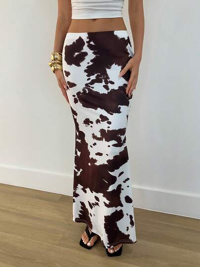 Aloruh Dammode med sjöjungfrukjol i kontrastfärgat tryck för pendlare