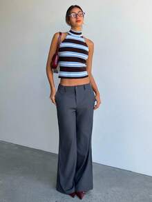 Aloruh 无袖极简条纹针织毛衣