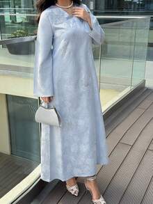 Al Najma 新款V领提花手工3D立体花卉优雅高端时尚派对宴会浪漫度假礼服 - 淺藍色 - 查看 6