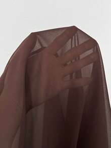 Maweii 优雅性感深V领透视露背长袖上衣搭配九分裤套装，高端精致设计，棕色，适合春、夏、秋季、度假穿着，大码尺码 - 棕色 - 查看 8