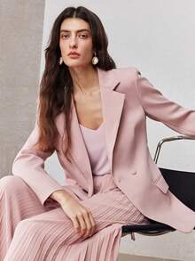 ZEYLAH Elegant Cinched Waist Waist Suit Jacket, Spring