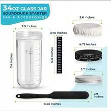 Sourdough Starter Kit, 24 Oz Large Capacity Sourdough Fermentation Jar With Aluminum Lid, Date Labeled Feeding Strip, Silicone Scraper, Cloth Lid And Thermometer Strip, Sourdough Container For Bread Making, Brewing Tools, Fermentation Tools, Reusable Sourdough Bread Baking Tools - Multicolor - View 7