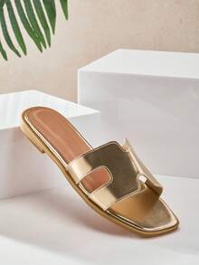 SHUZIA 時尚女士多用途平底涼鞋 - 玫瑰金 - 查看 3