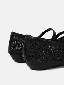 CUCCOO HITCHD Women's Fashionable & Elegant Rhinestone Decor Buckle Flats - Black - View 11