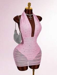 Amplova 水钻装饰露背紧身无袖派对礼服 - 粉色 - 查看 6