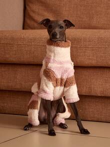 PETSIN Pawparrel 1pc Pet Autumn/Winter Fashion Classic Double Sided Plush Warm And Elastic Comfortable Dog High Collar Jumpsuit