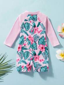 SHEIN 这款可爱的女婴休闲、简约、可爱的图案背心泳衣非常适合外出、度假和春夏季节穿着。 - 粉色 - 查看 3