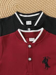 Souflis Souflis 2pcs Baby Boys Elegant Gentleman Knit Short Sleeve Polo Shirt, Summer - Multicolor - View 3