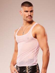 FeverCity Áo tank top nam Fever City Sexy Sheer Party Clubwear - Hồng - Xem 4