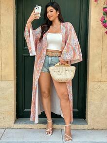 Ceyna Áo khoác cardigan dài tay, dáng rộng, họa tiết paisley nhiều màu sắc, kiểu dáng bohemian mới dành cho nữ, chất liệu nhẹ. - Nhiều màu - Xem 3