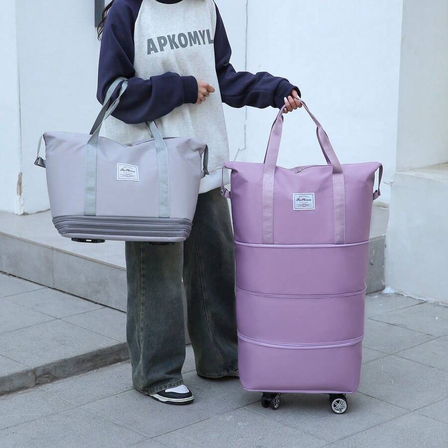 1 chiếc túi hành lý du lịch có bánh xe, túi đóng gói, túi xách tay có khóa kéo và tay cầm, vali gấp gọn, túi đựng đồ chuyển nhà, túi đựng đồ tập thể dục, bền và nhẹ, có 6 màu và 3 kích cỡ. - Nhiều màu - Xem 1