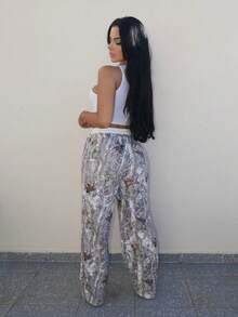 Vassilux 女款树枝图案阔腿休闲裤 - 白色 - 查看 5