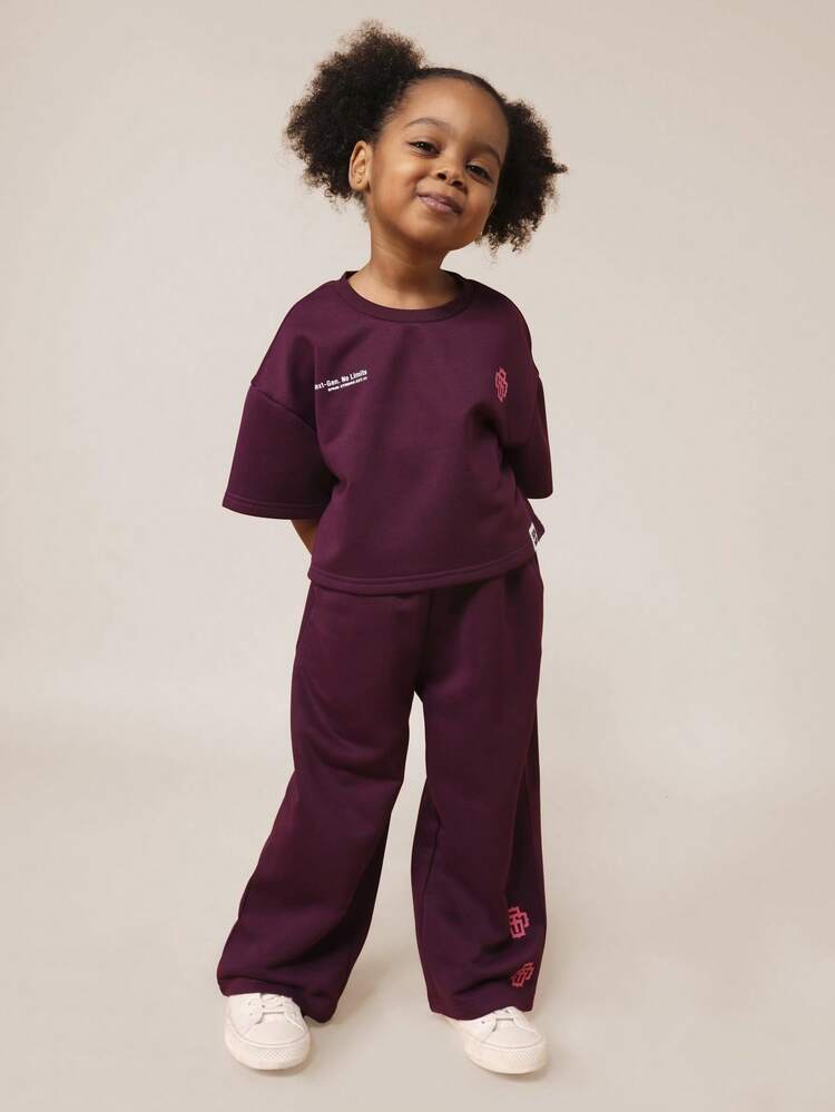 Oversized Graphic Tee And Wide Leg Trouser Set