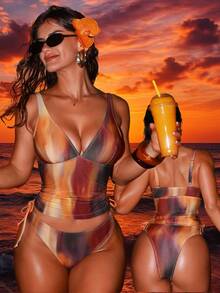 Swim SXY 性感豹纹吊带背心和比基尼上衣，适合夏季海滩度假 - 彩色 - 查看 6