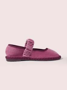 CUCCOO DOLLMOD Women's Bright Orange Elegant Velvet Classic Comfortable Velvet Pleated Elastic Mary Jane Flat Shoes Spring Shoes - Rusty Rose - View 9