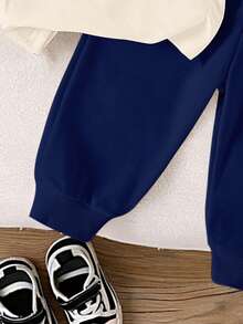 1 Set Young Boys Casual Sports Style Numeric 23 & California Letter Print Colorblock Round Neck Short Sleeve T-Shirt And Pants Set, Knit Outfit Suitable For Everyday Wear And Sports - Multicolor - View 4