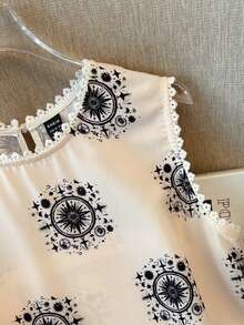 Louniche Blusa sin mangas con volantes y estampado de textura de bambú para mujer - Blanco - Ver 5