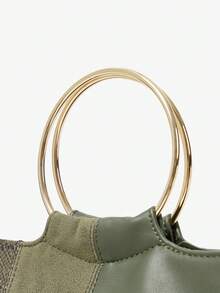 Maija حقائب يد للسيدات، ذات مقبض علوي، طراز رجعي، عتيق، مقبض من الأجهزة، من مادة البولي يوريثان المنقوشة، أنيقة، بسيطة، شخصية، متعددة الاستخدامات، كلاسيكية، للتنقل، العمل، المواعيد، اليومي، التسوق، وتناول الشاي بعد الظهر - الربط الأخضر - مشاهدة 6