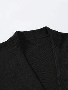 Manfinity Homme Men's Casual Everyday Commute Simple Solid Color Shawl Neck Button-Front Cardigan, Autumn/Winter - Black - View 5