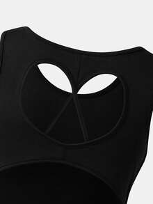 Maillot deportivo casual de gimnasia y yoga para niñas preadolescentes, de tejido de lentejuelas elástico y elegante, sin espalda, color negro para verano y otoño - Negro - Ver 4