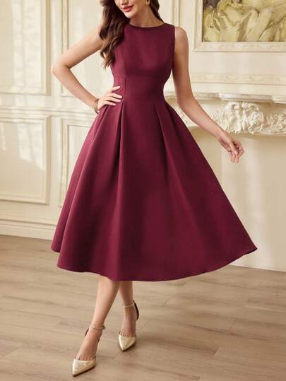 Vintamour Vintage Elegant Women's Dress With Pockets Pleated Casual Commute Holiday Party Dress Summer Dress Long Summer Dress For Women Summer Outfits For Women Summer Clothes Spring Outfit Women Spring Break Outfits Valentine's Day Valentine Outfits For Women Valentines Day Dress Valentine Clothes Valentine's Day Outfit Elegant Dresses For Women Elegant Dress Women Red Dress Birthday Dresses For Women