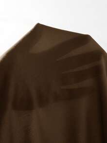 Aloruh 秋冬新款浪漫约会棕色缎面撞色蕾丝A字长裙，情人节女士穿搭 - 酒紅色 - 查看 9