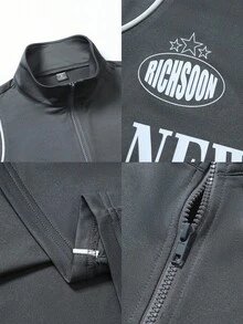 PAVTROS Men's Casual Letter Print Short Sleeve Polo Shirt, Summer - Multicolor - View 3